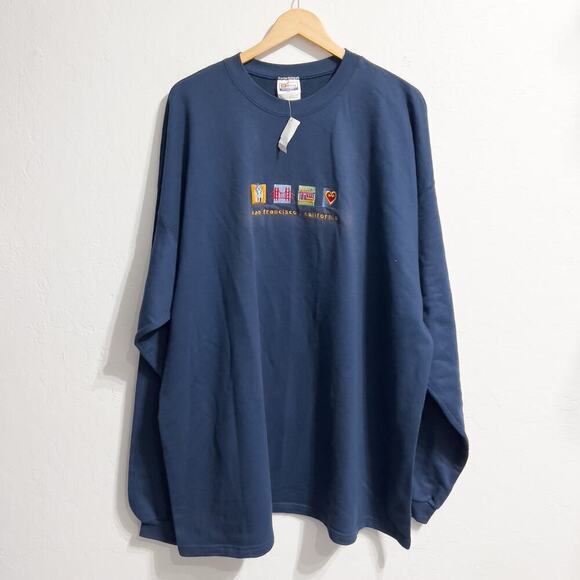 Vintage NWT San Francisco Pullover XXL Navy Blue Souvenir Crewneck Embroidered - Picture 1 of 6
